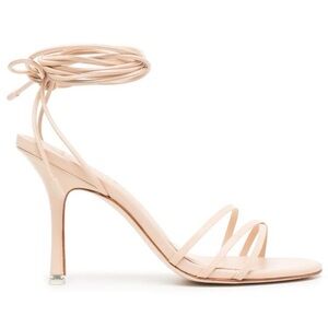 black suede studio Leandra strappy stiletto heeled sandal beige tan